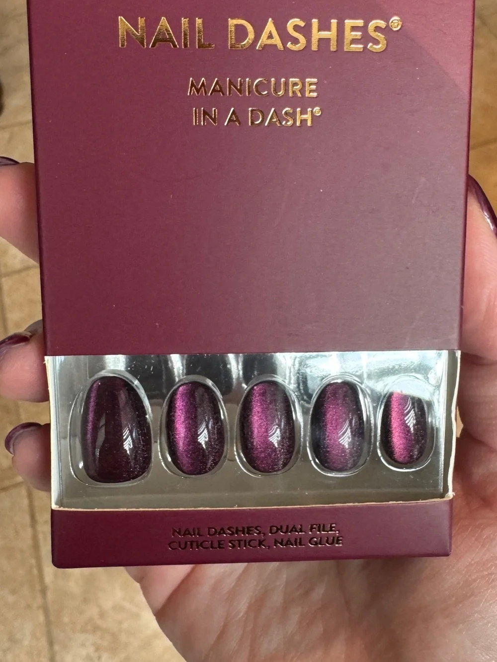 NIB Red Aspen Plum Perfect, Babette Press-On Nail Dashes